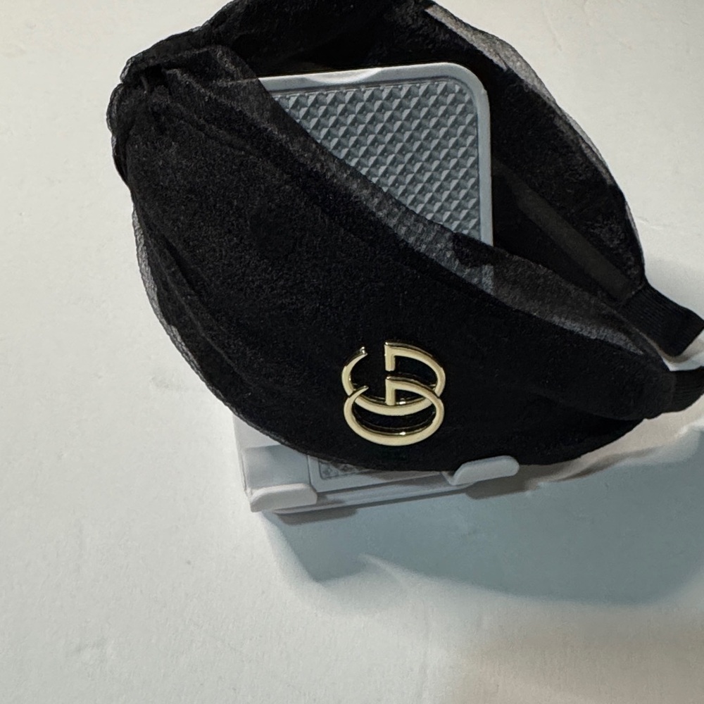 Black Headband with Gold Logo